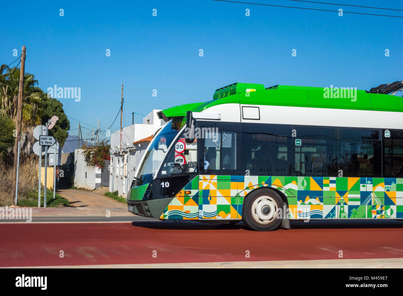 Trolley bus in Castellon,Spain Stock Photo Alamy