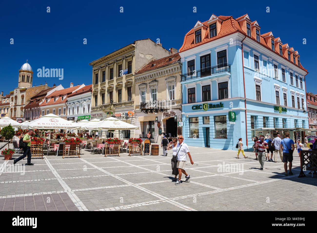 Usual day at Council Square, Brasov Stock Photo