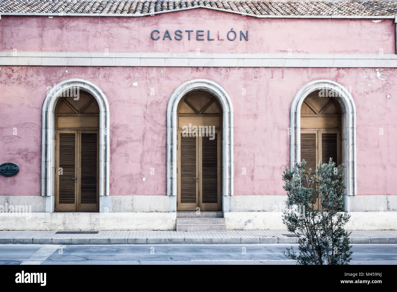 Ancient old train station in Castellon,Spain. Stock Photo