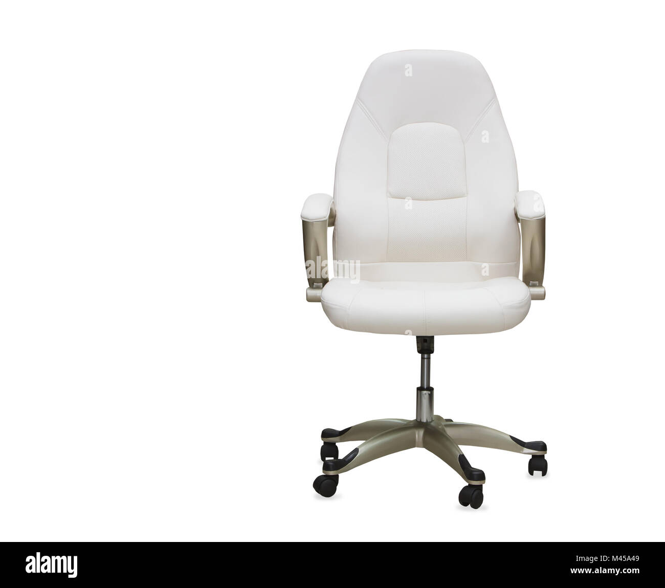 Office chair from white leather isolated Stock Photo Alamy