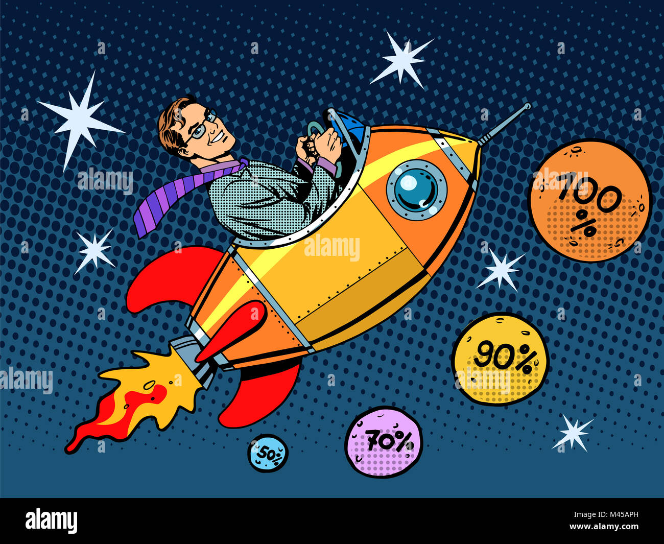 Space closeout business concept growth in sales and interest Stock