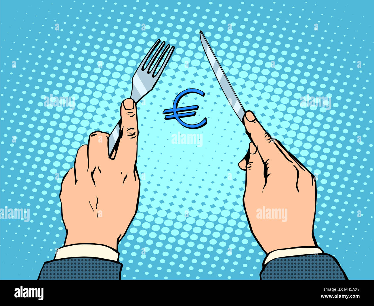 European Euro knife and fork financial concept Stock Photo Alamy