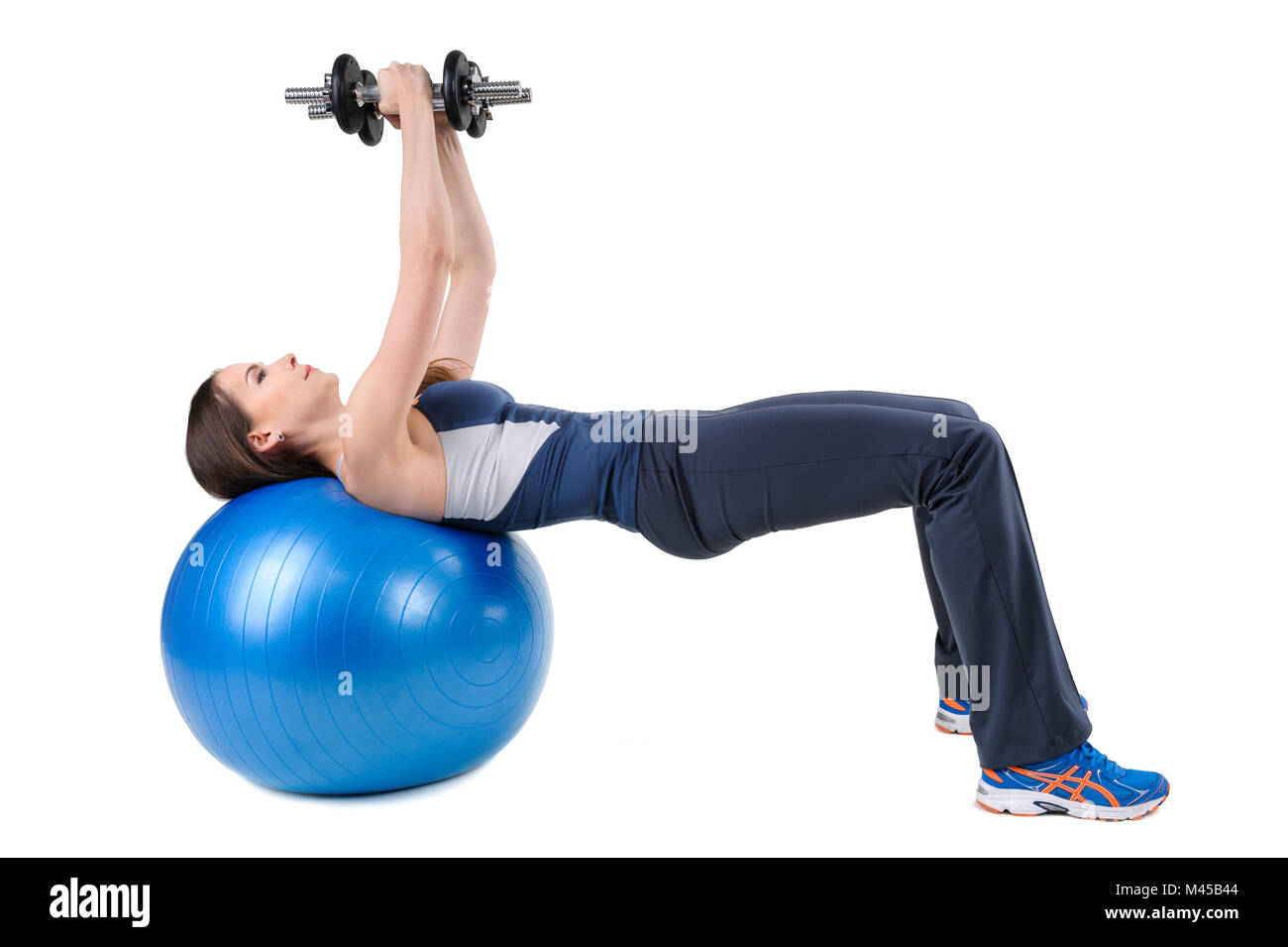 Fitball Dumbbell Chest Fly#39;s Exercises Stock Photo - Alamy