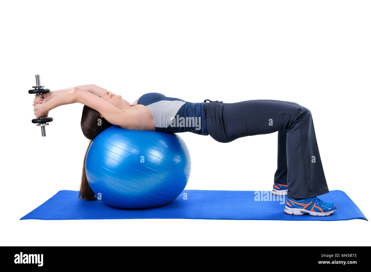 Fitness Ball Dumbbell Pullover Stock Photo