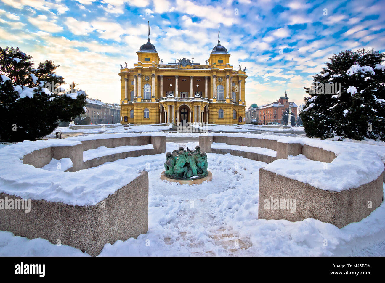 Croatian national theater in Zagreb winter view Stock Photo