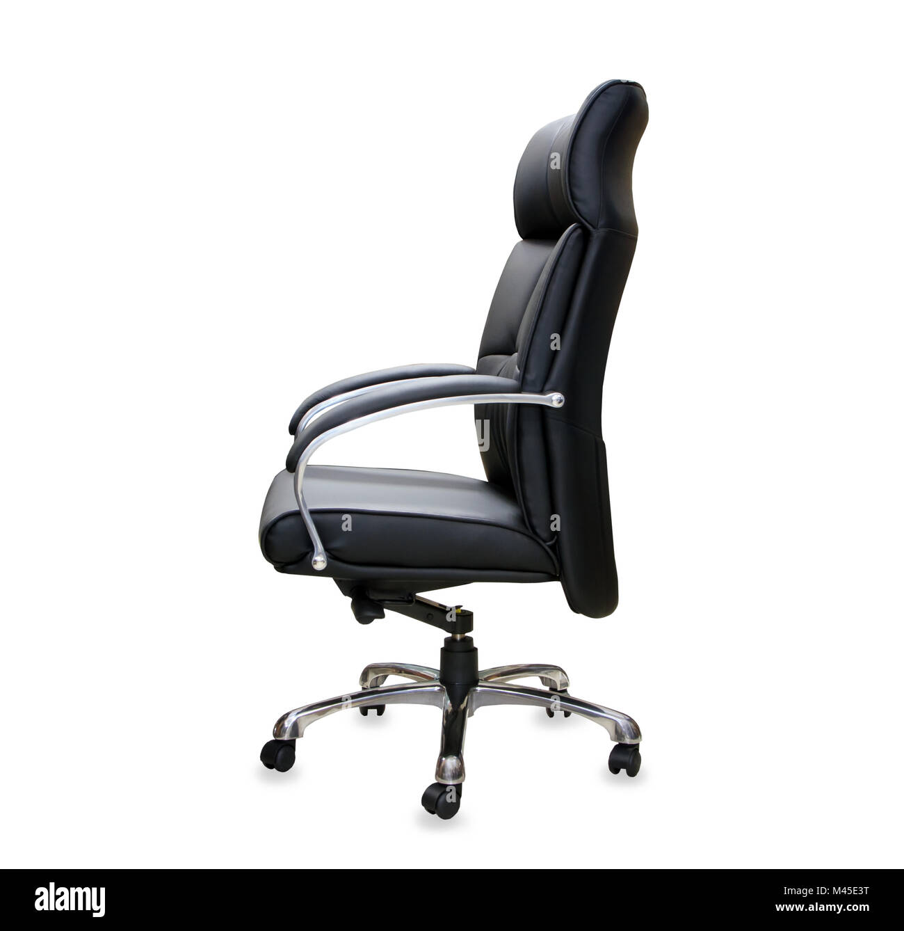 The office chair from black leather. Isolated Stock Photo Alamy