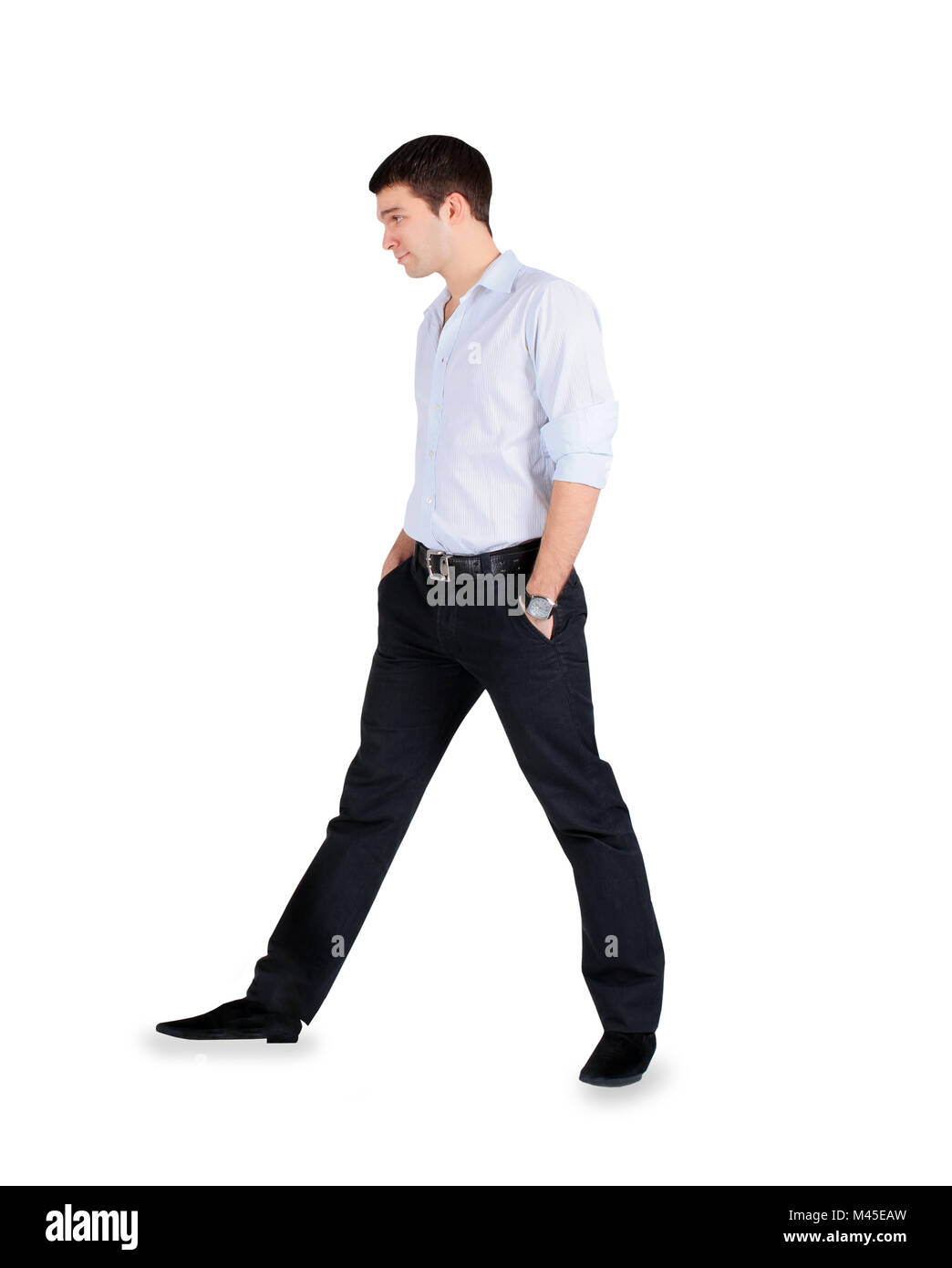 Handsome fashion Man standing over white Stock Photo