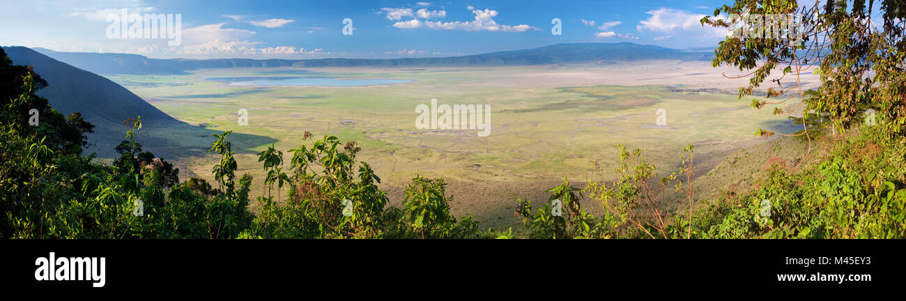 Ngorongoro crater in Tanzania, Africa. Panorama Stock Photo