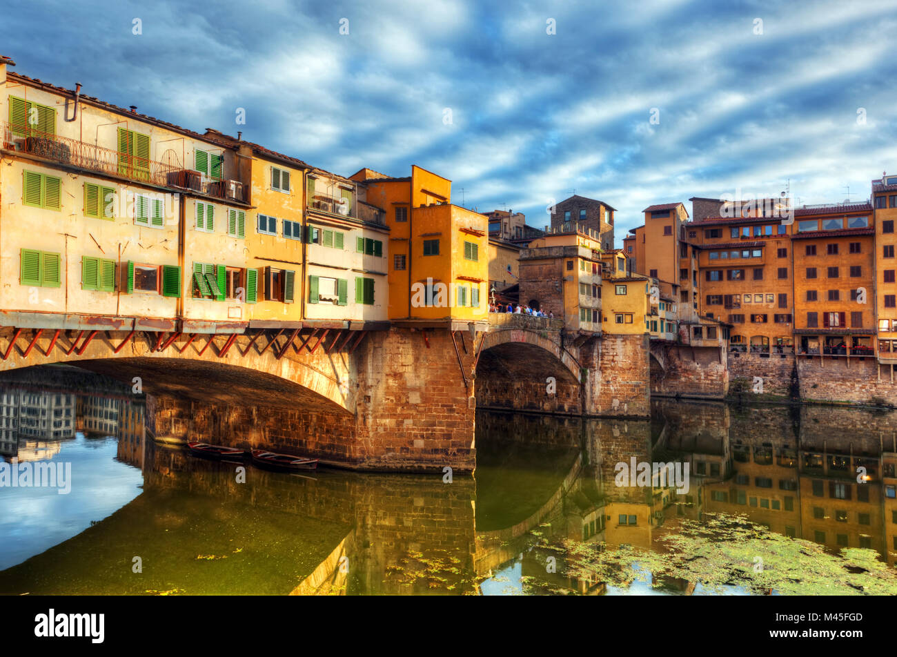 Ponte Vecchio bridge in Florence, Italy. Arno River. Stock Photo