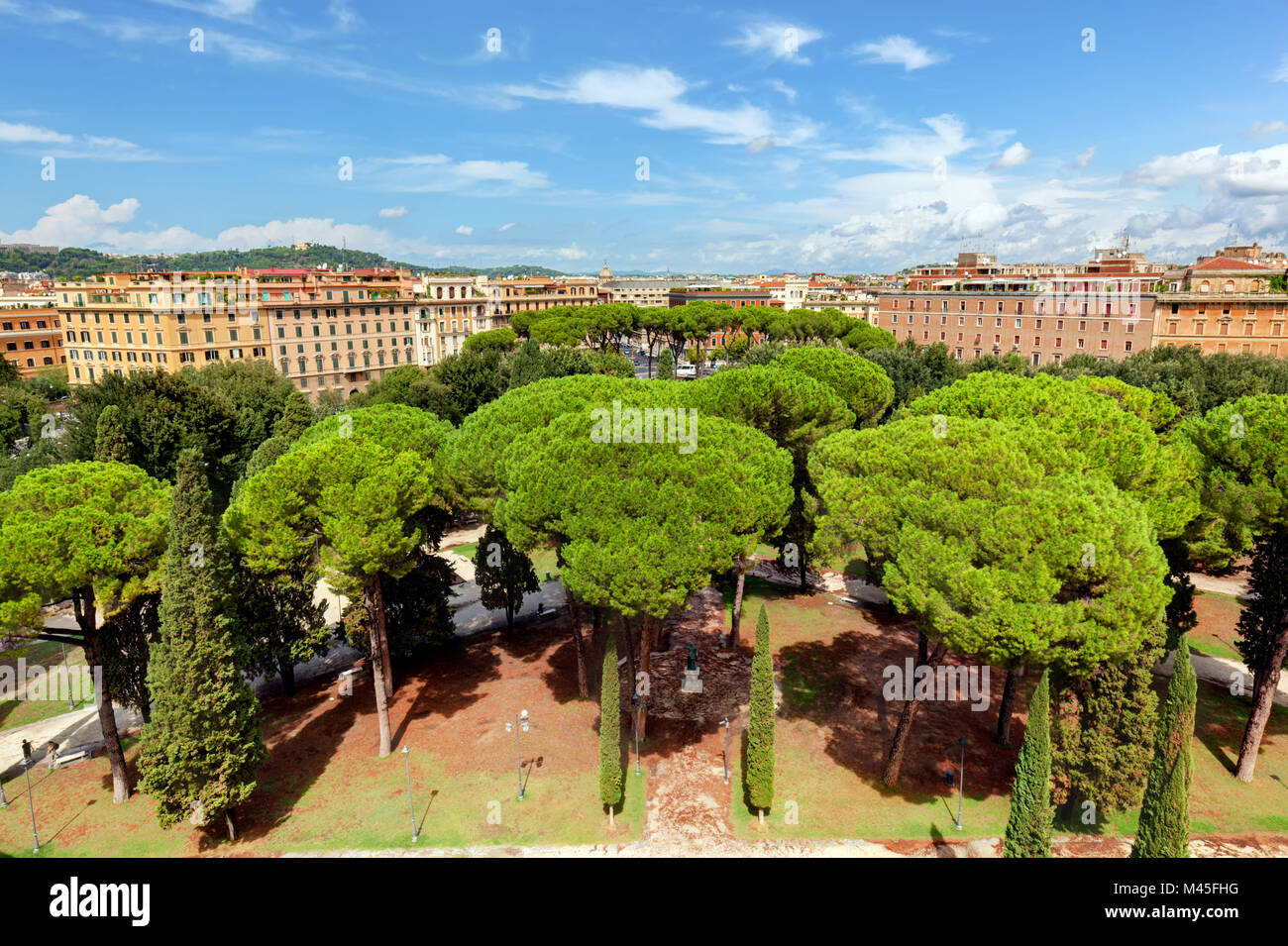 View from Castel Sant#39;Angelo on Parco Adriano. Rome, Italy. Stock Photo