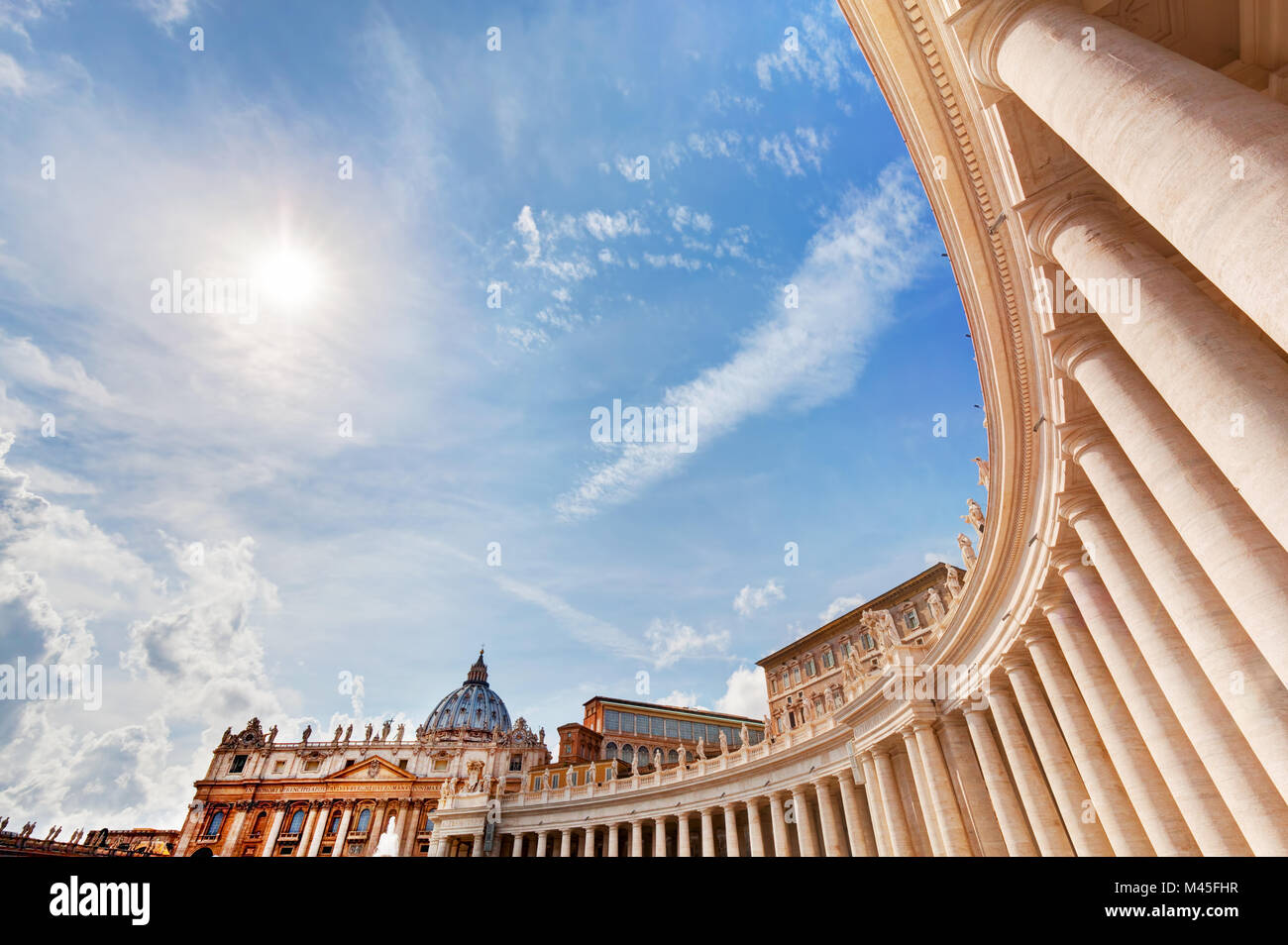 St. Peter#39;s Basilica colonnades, columns in Vatican City. Stock Photo