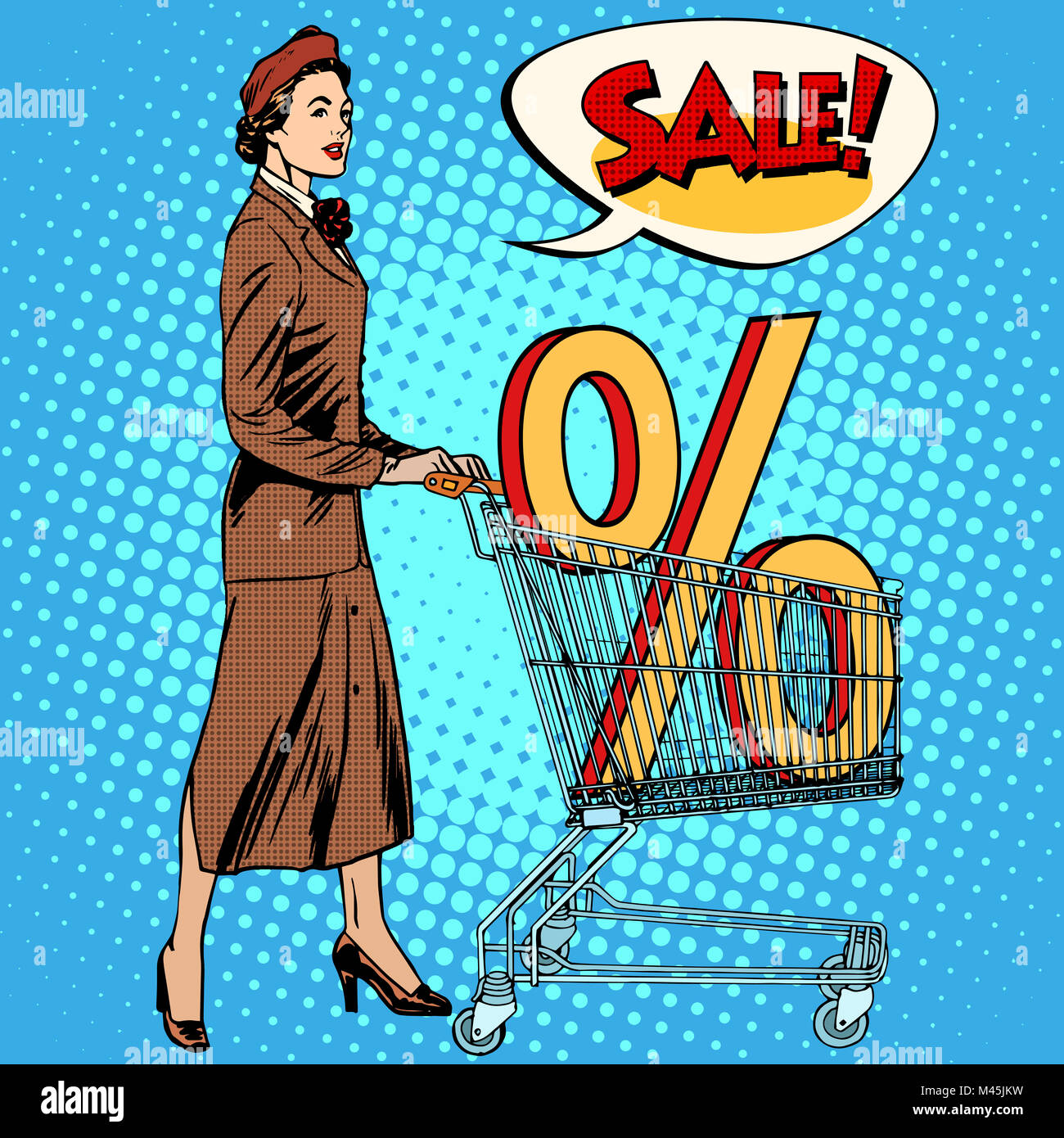 Buyer discounts sale grocery cart Stock Photo