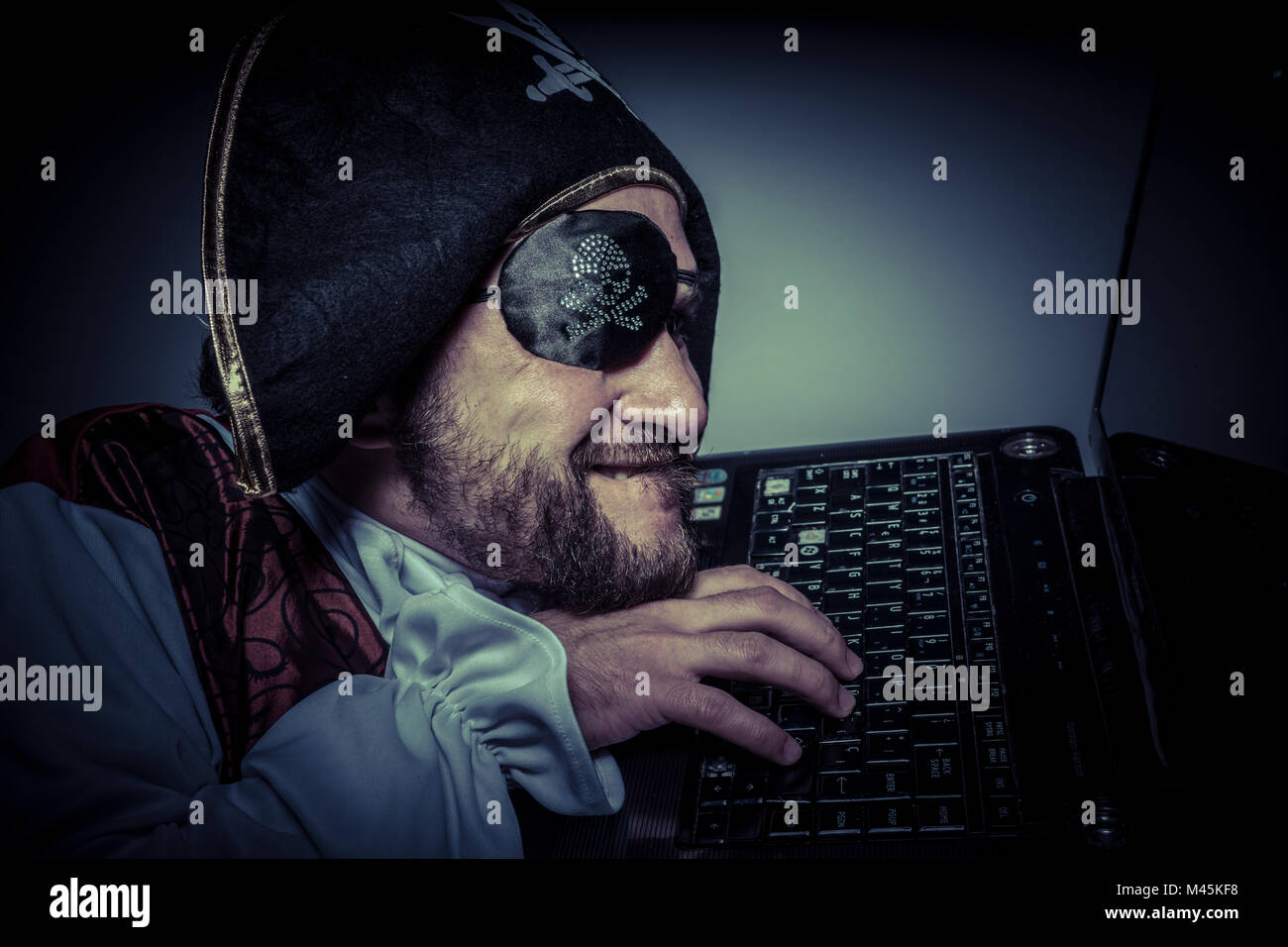 Cracker, Spy computer security, hacker breaking into a laptop and