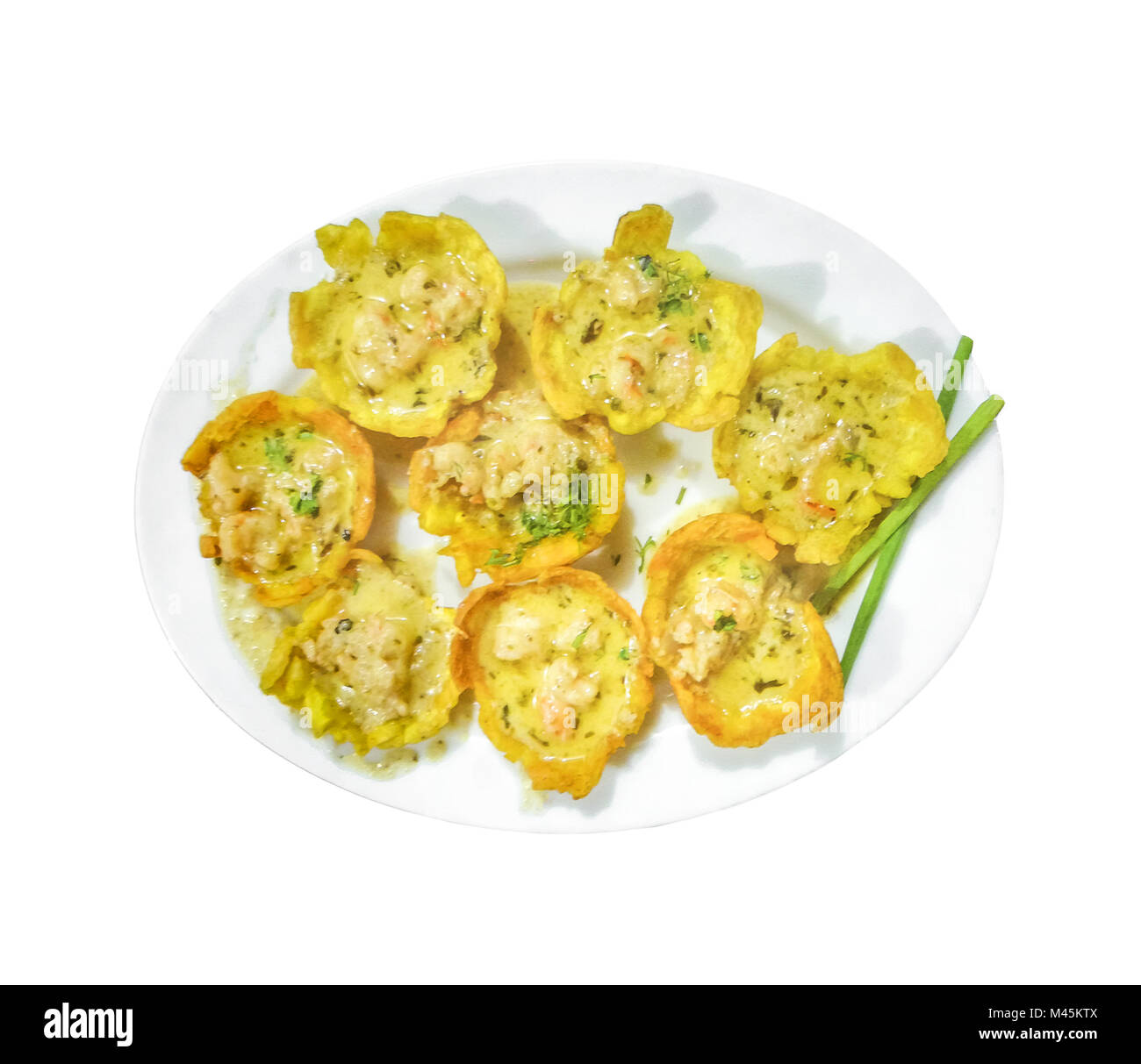 Shrimp Canape with Crab Sause Ecuadorian Food Stock Photo