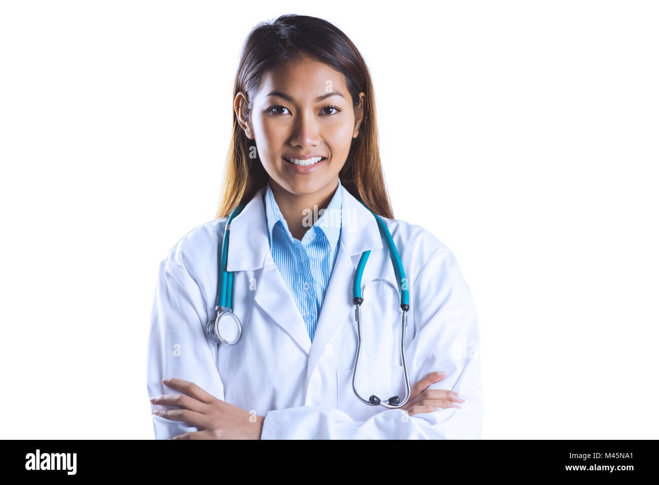 Happy asian doctor folded arms hi-res stock photography and images - Alamy