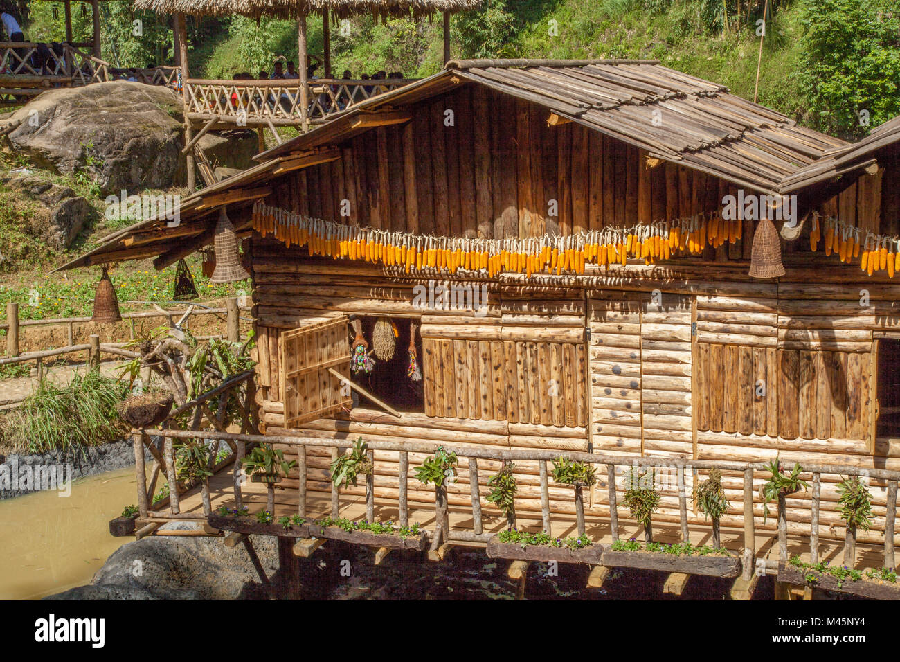 Old traditional home in Cat Cat Village in the valley of Sapa Vietnam Stock Photo