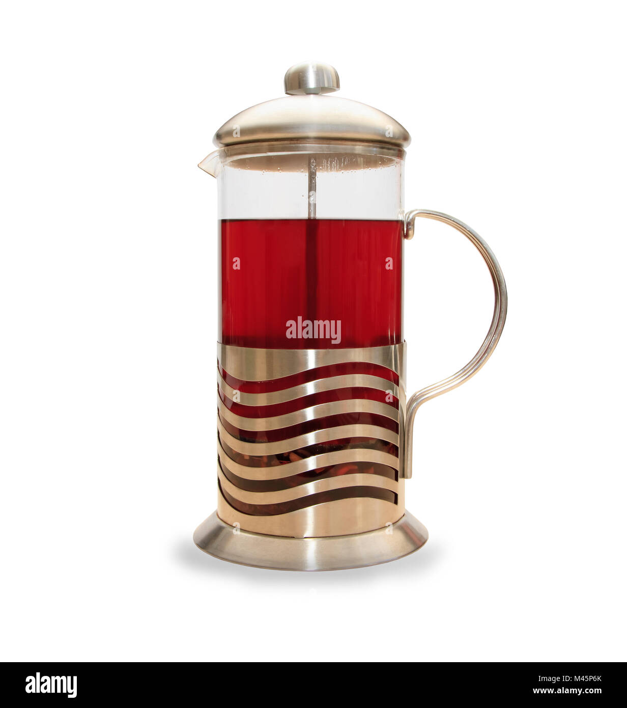 French press for making coffee and tea isolated over white Stock Photo