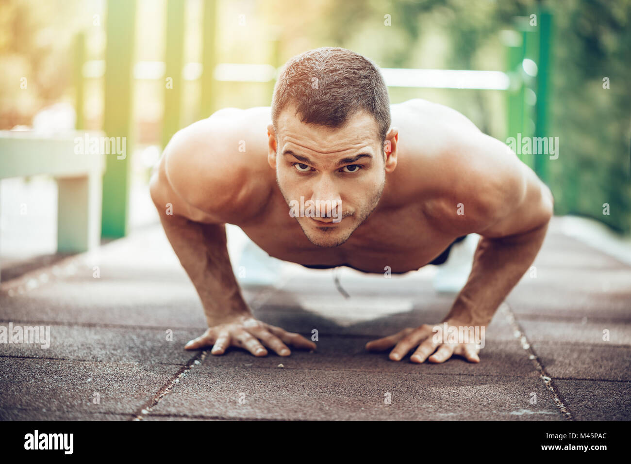 Doing Push Up Exercise Hi res Stock Photography And Images Alamy