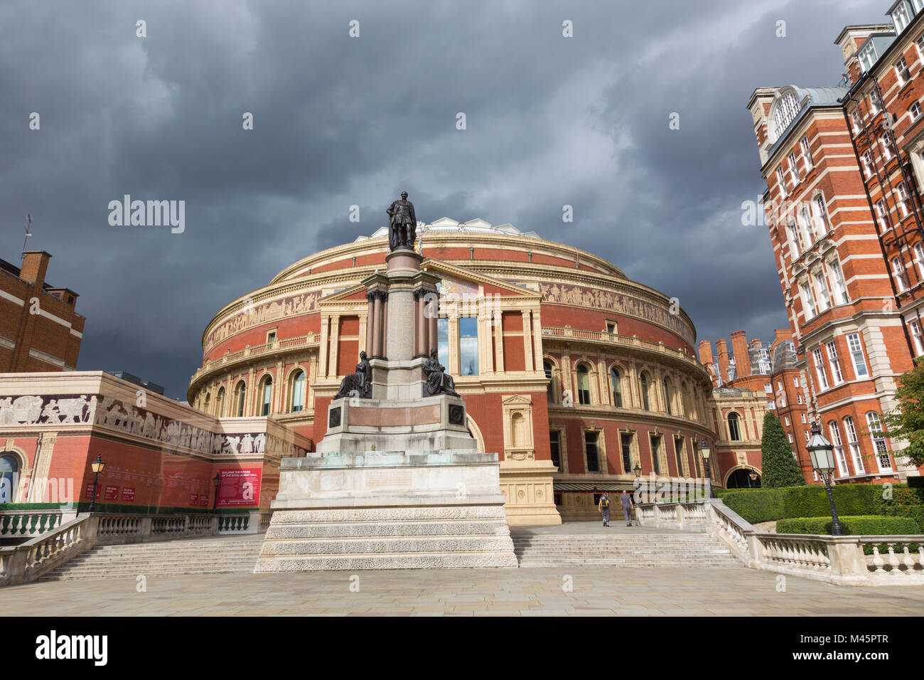 London - The Albert hall and The Memorial to the Great Exhibition by John Durham from year 1851. Stock Photo