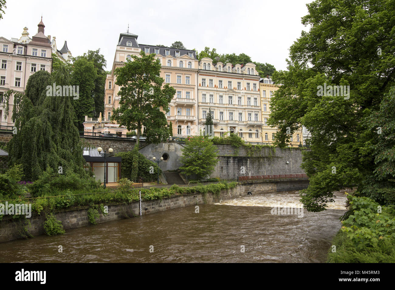 Karlovy Vary, Czech Republic, June 04, 2013: Beautiful palace in Karlovy Vary, Czech Republic. Stock Photo