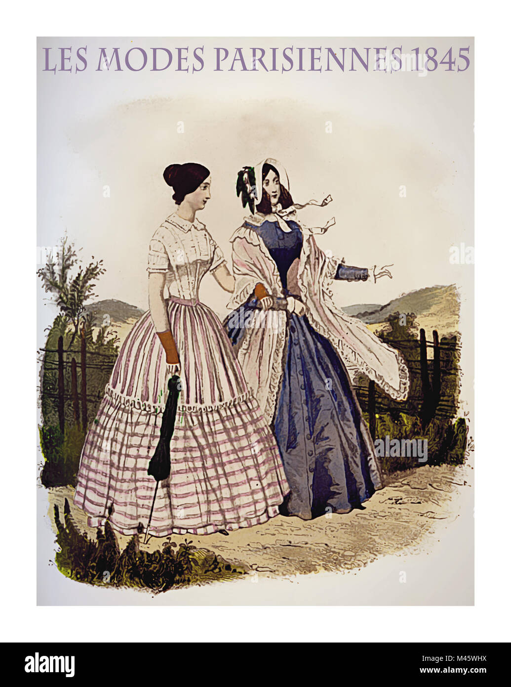 1845 vintage fashion, French magazine Les Modes Parisiennes