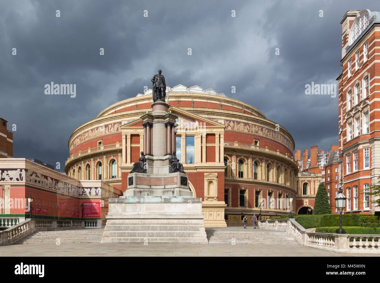London - The Albert hall and The Memorial to the Great Exhibition by John Durham from year 1851. Stock Photo