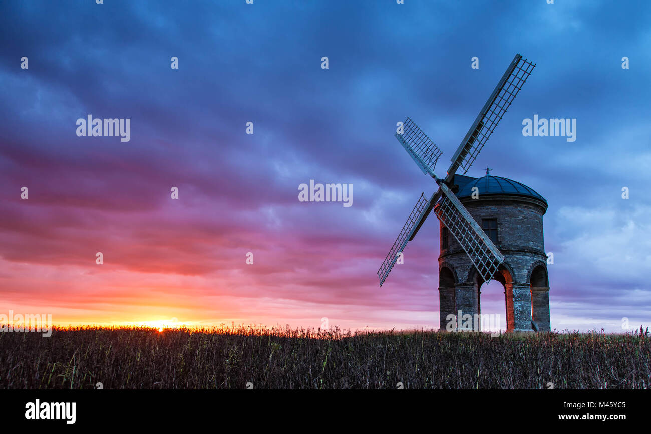 Sunsets on Chesterton Windmill Stock Photo