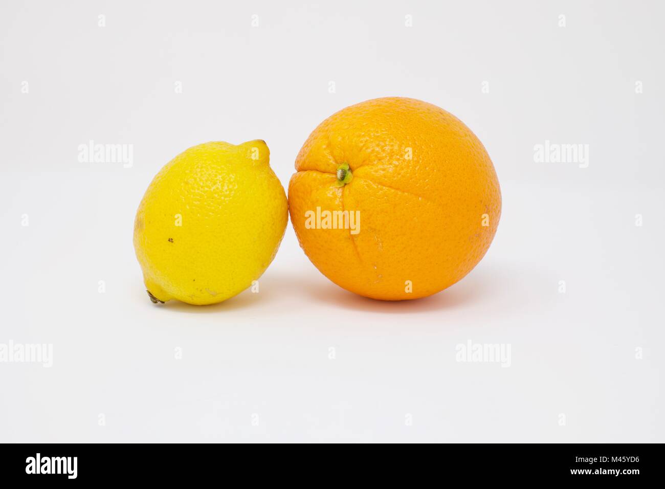 Orange and Lemon on a white background Stock Photo