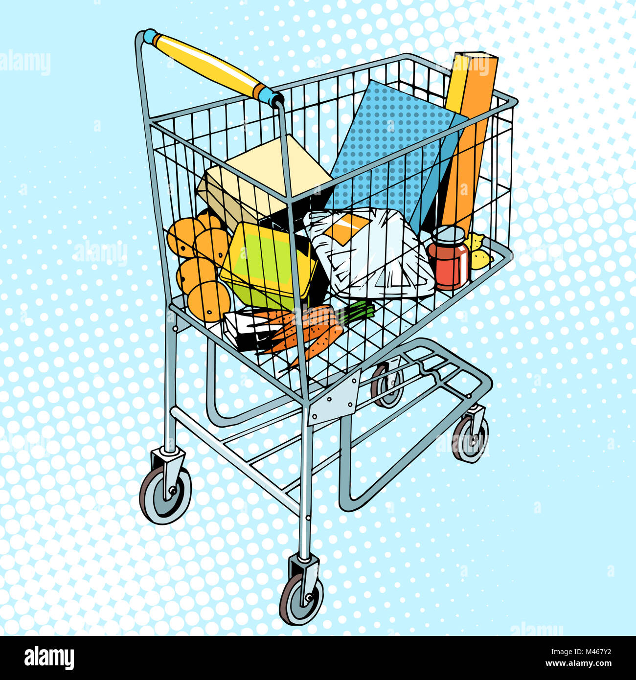 grocery trolley with food Stock Photo Alamy