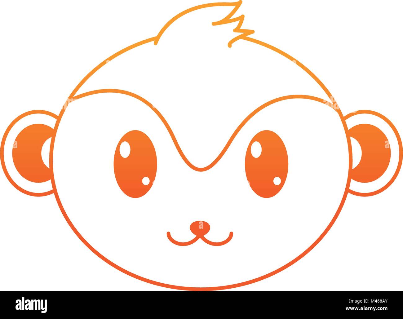 Line monkey head cute hi-res stock photography and images - Alamy
