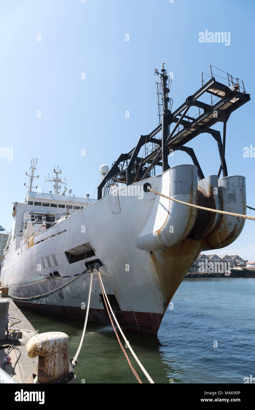 A cable laying ship alongside in Cape Town Harbour South Africa. December 2017 Stock Photo