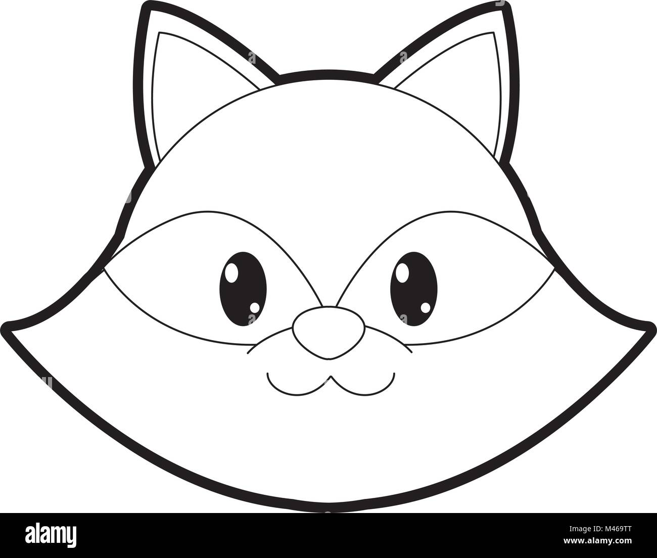 Outline Raccoon Head Cute Animal Character Stock Vector Image & Art - Alamy