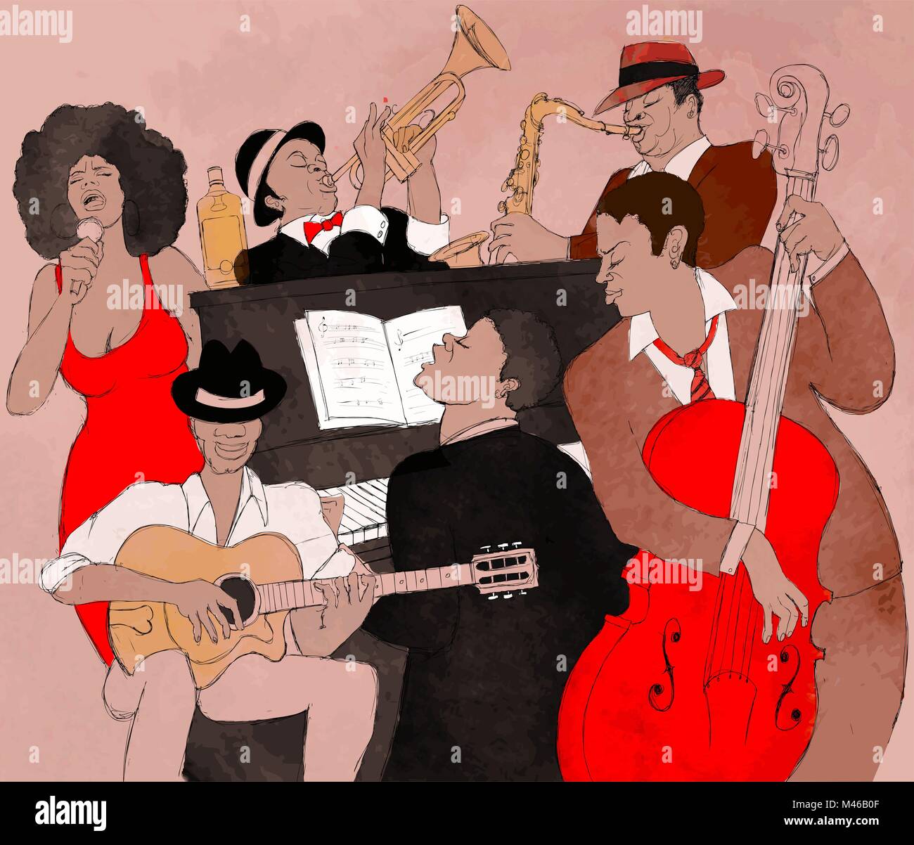 Vector illustration of a Jazz band Stock Vector Image & Art - Alamy
