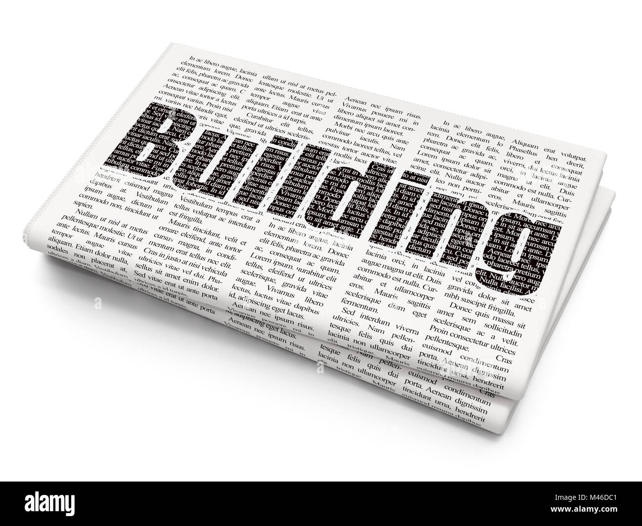 Building construction concept Building on Newspaper background Stock