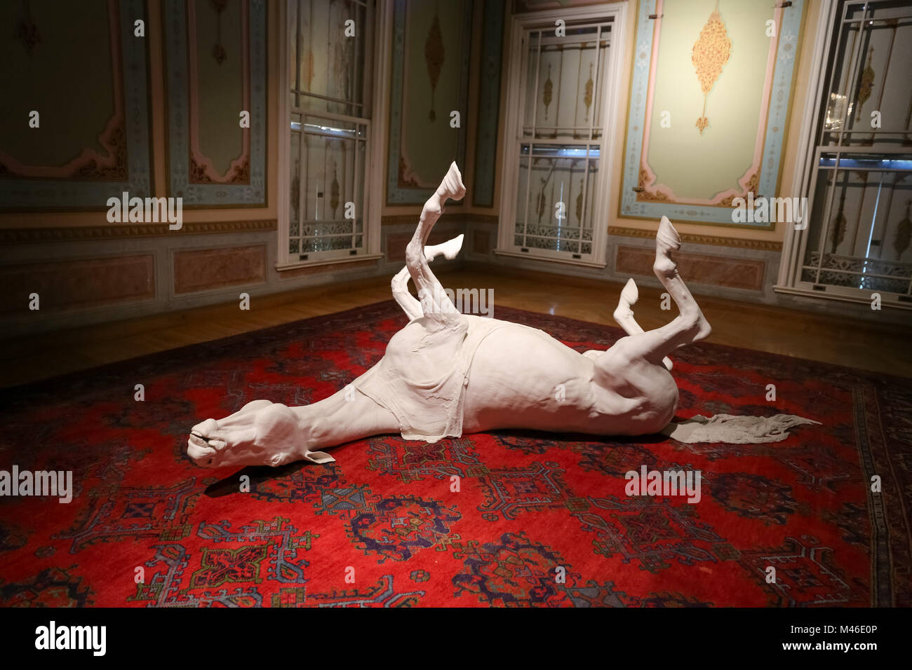 ISTANBUL, TURKEY - OCTOBER 29, 2017: Doors Open to Those Who Knock exhibition held in Abdulmecid Efendi Mansion during Istanbul art show Stock Photo