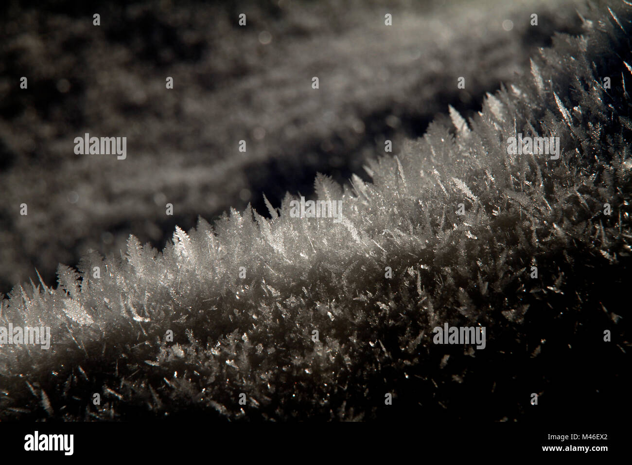 beautiful ice crystals on snow Stock Photo