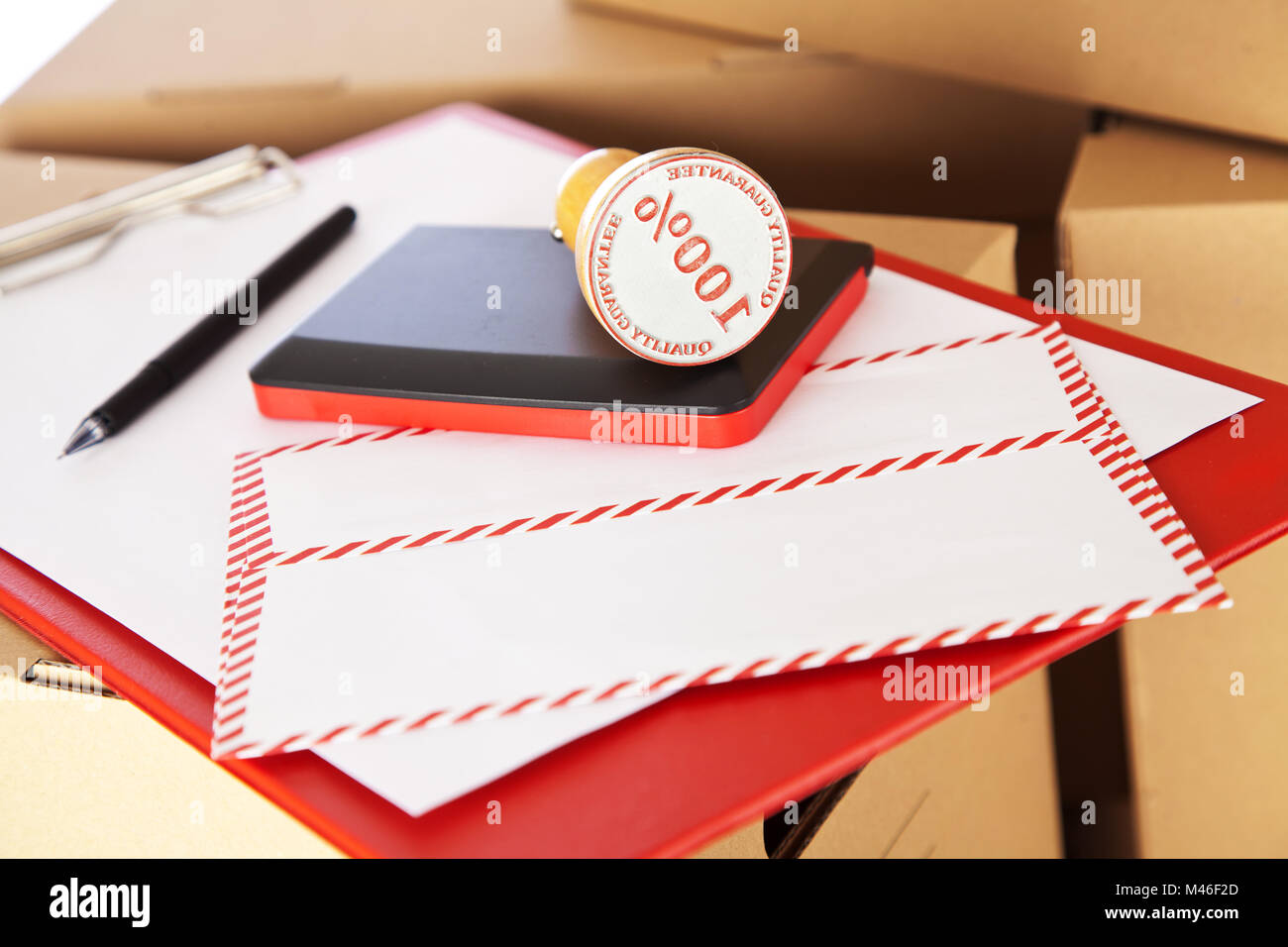 Mail envelope in a post office Stock Photo
