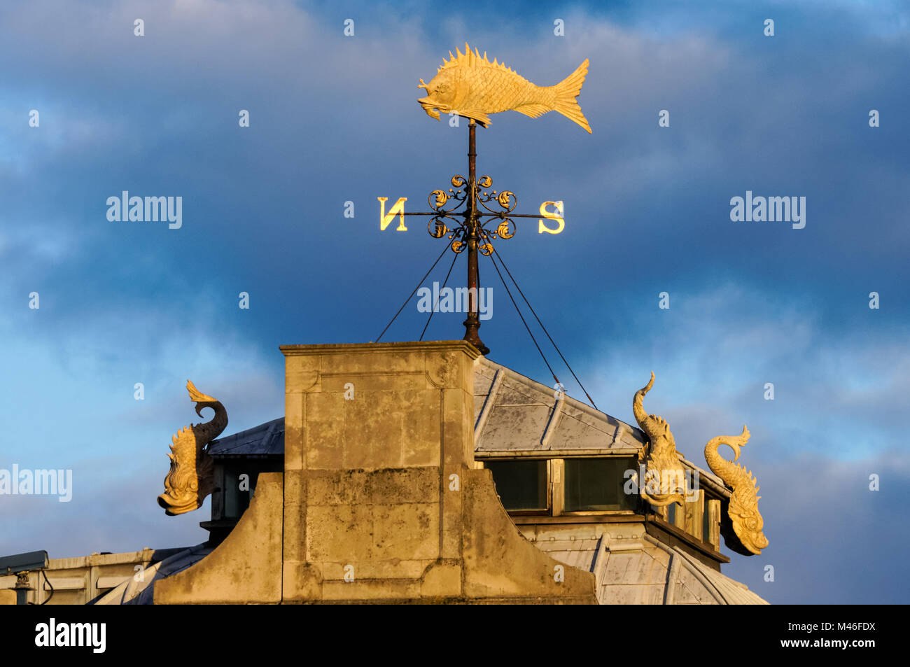 Weathervane on the top of Old Billingsgate Market in London, England United Kingdom UK Stock Photo