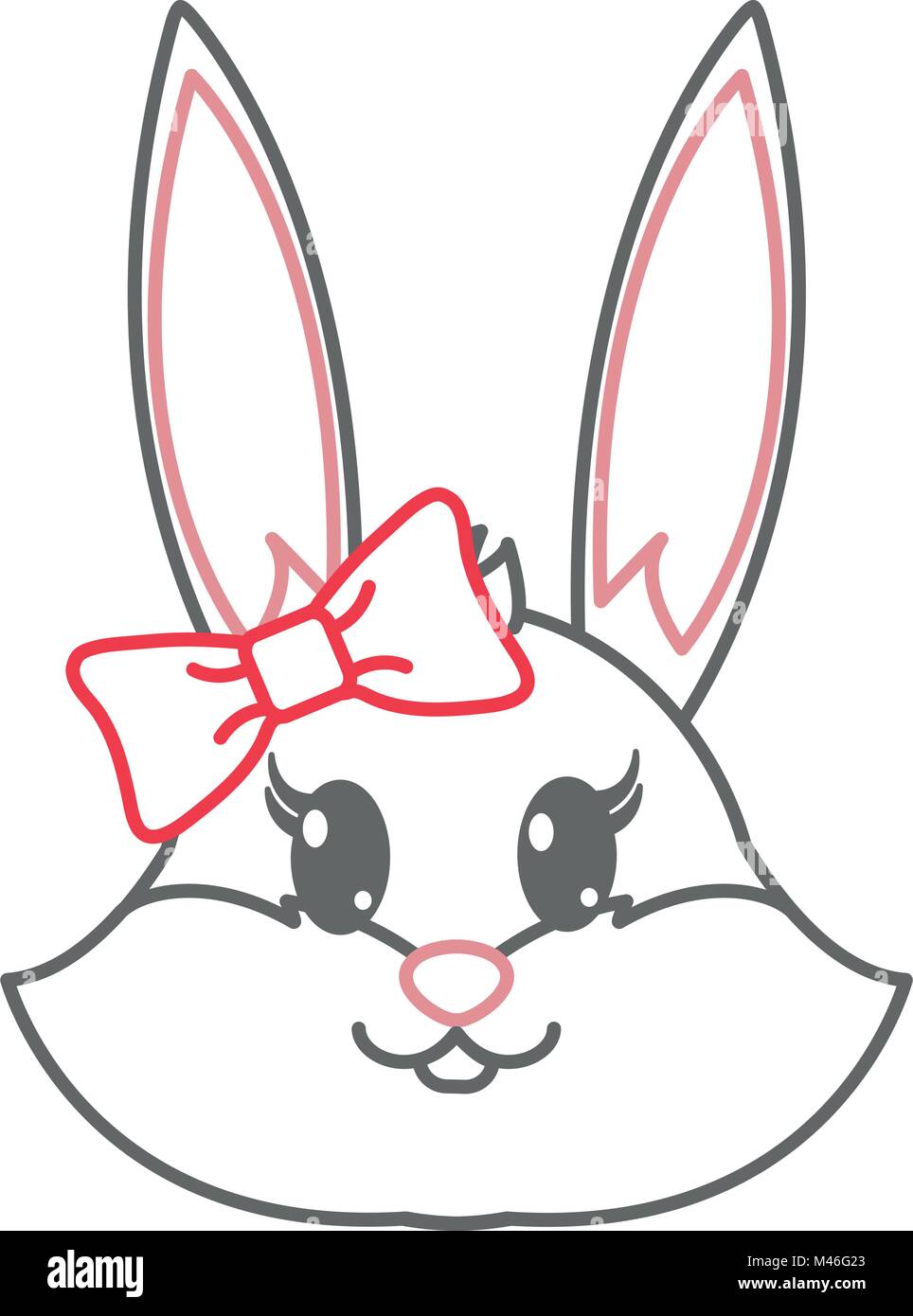 color line female rabbit head cute animal Stock Vector Image & Art - Alamy