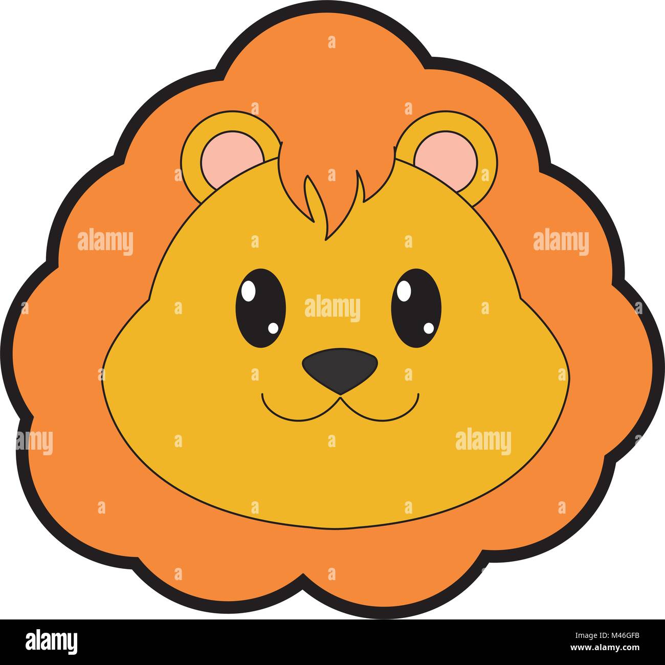 full color lion head cute animal character Stock Vector Image & Art - Alamy