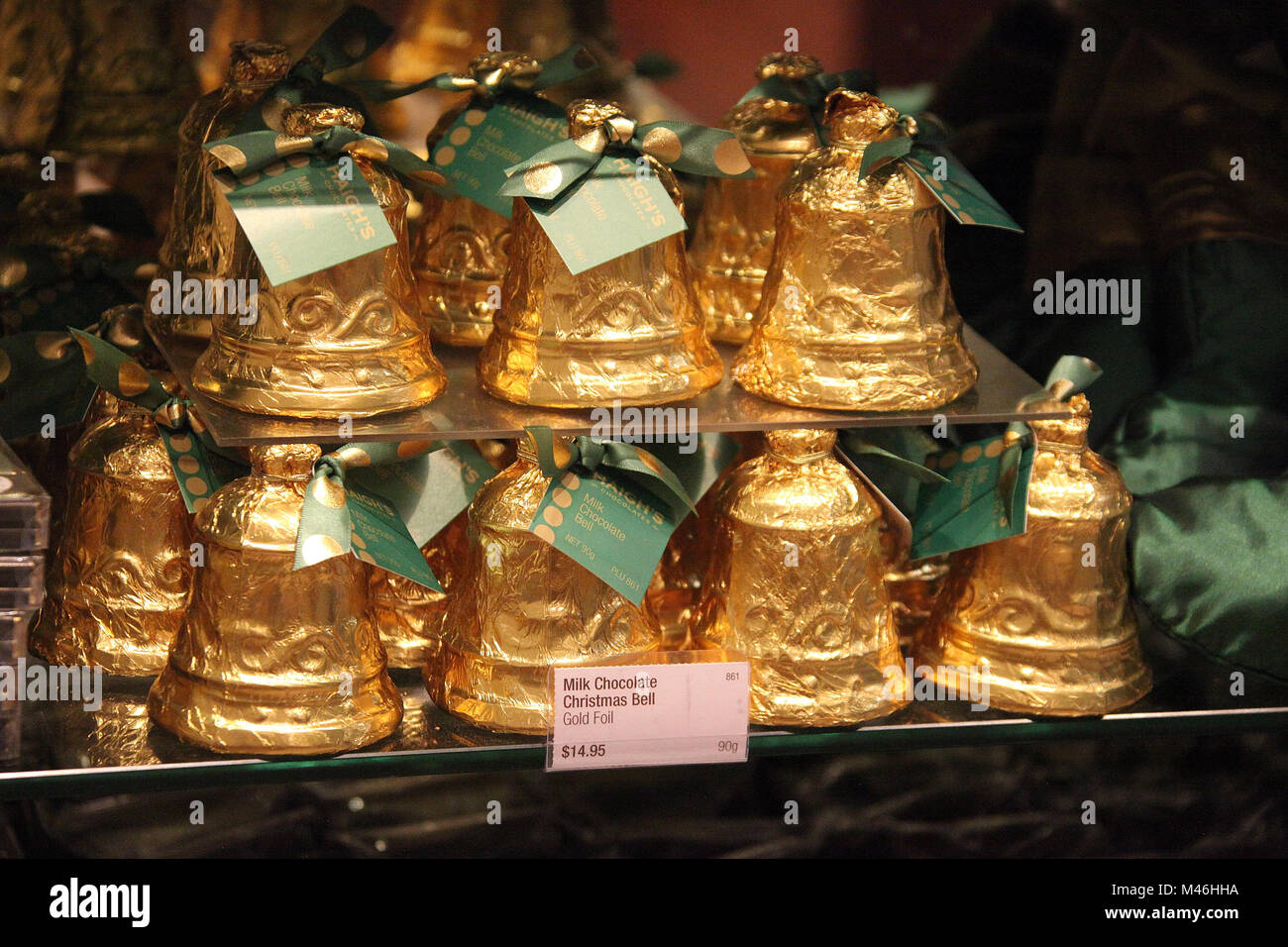 Milk Chocolate Christmas Bells Stock Photo