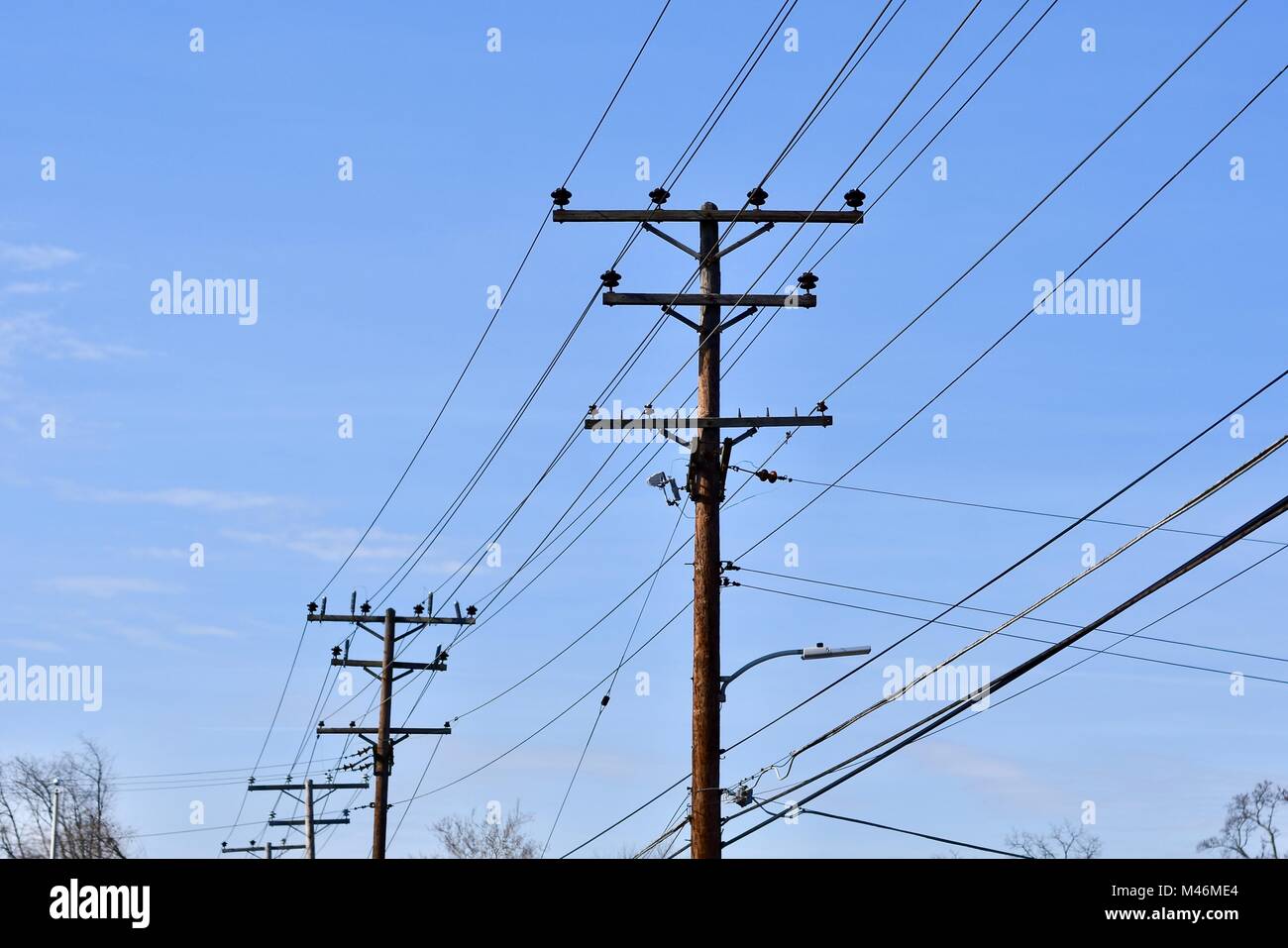 Power poles with power lines, USA Stock Photo Alamy
