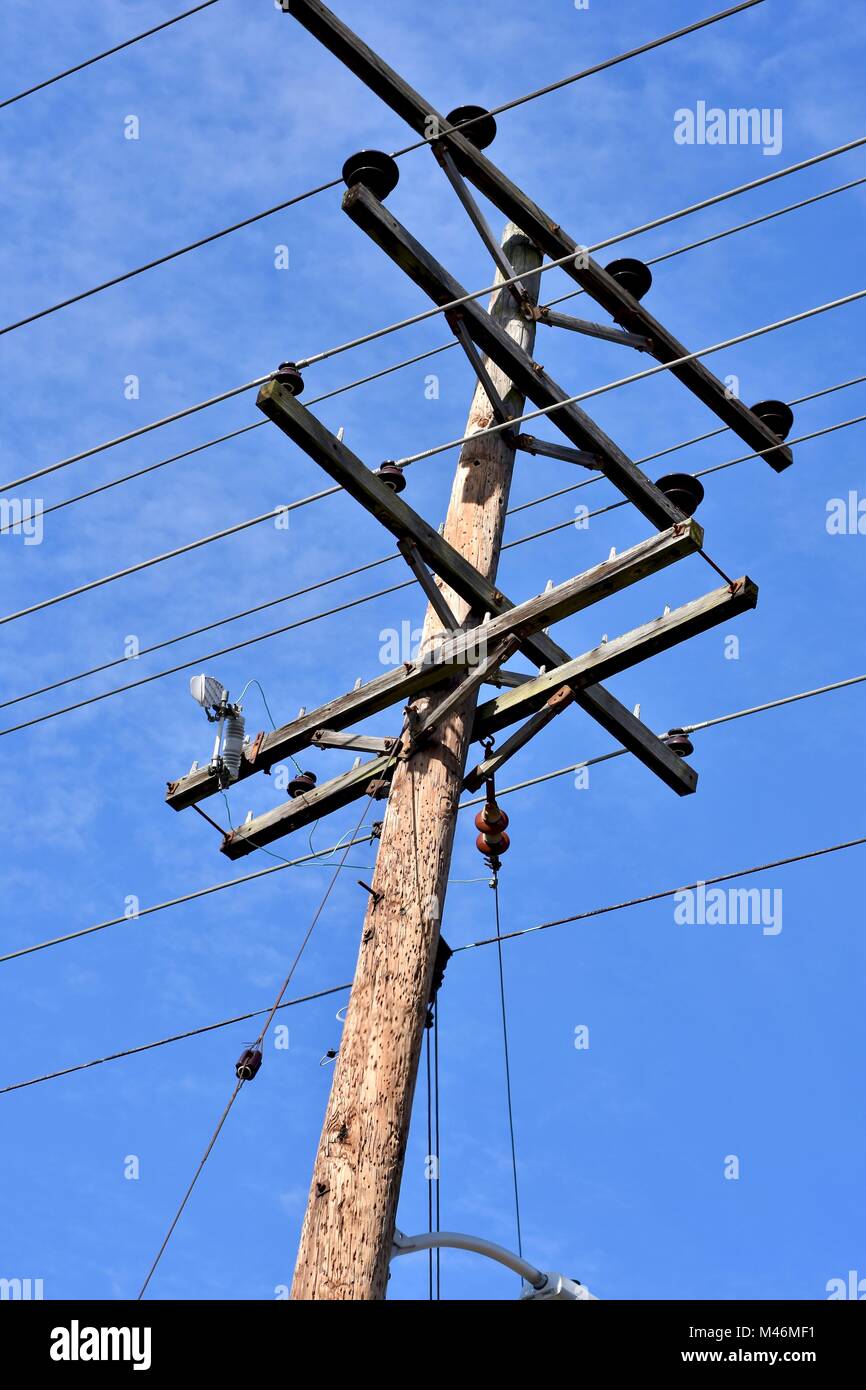 Power poles with power lines, USA Stock Photo Alamy
