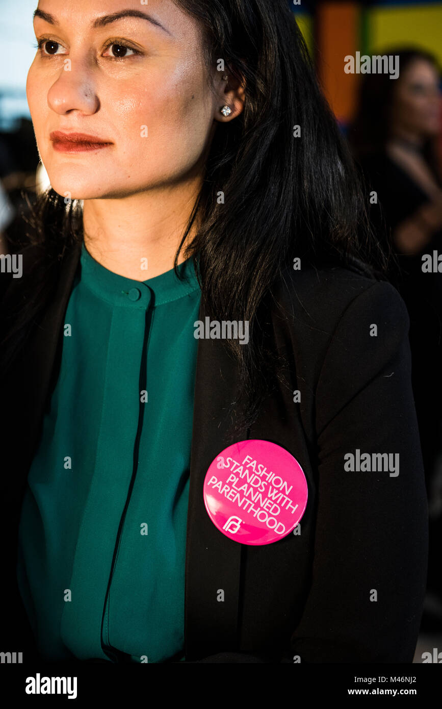 New York City, NY, USA - February 13, 2017 : Women's March Co-Chair and Activist Carmen Perez standing in suport of Planned Parenthood at the Mara Hof Stock Photo