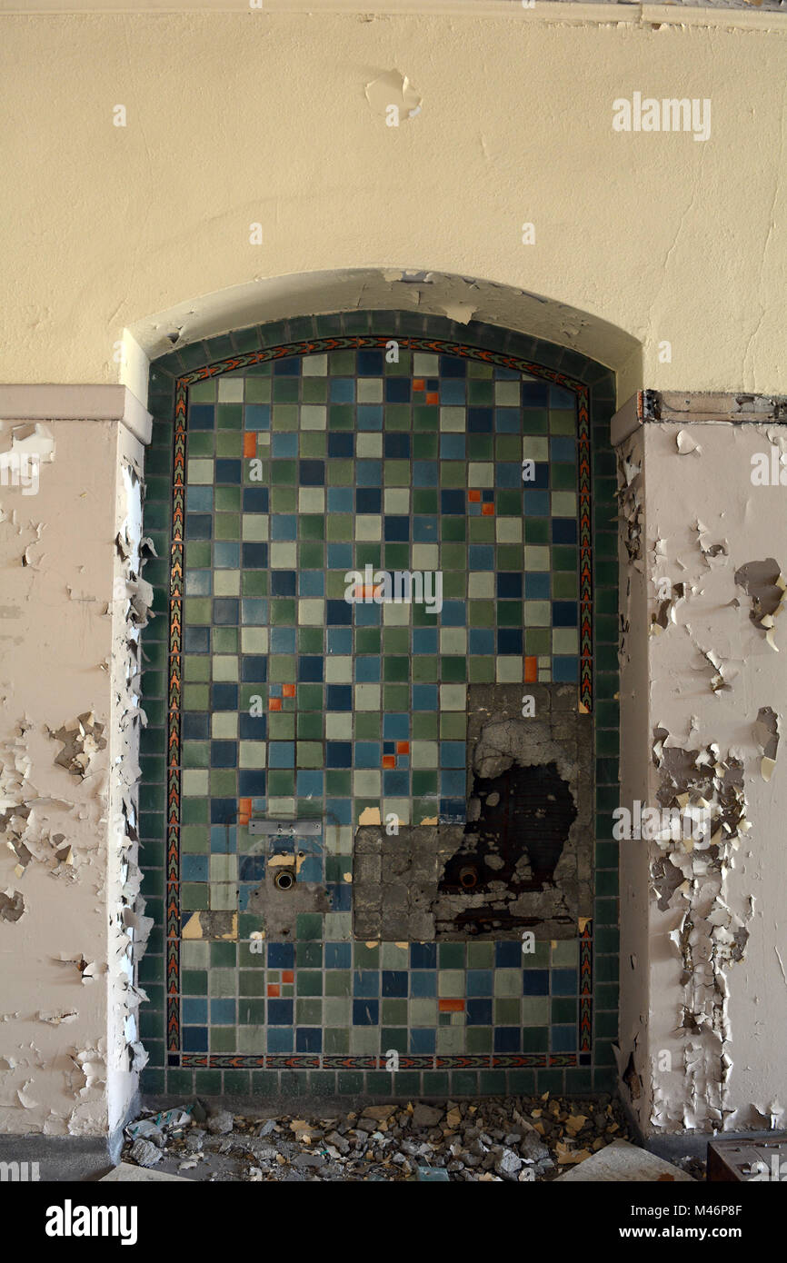 Recessed Alcove in Wall of Abandoned School Building Stock Photo Alamy