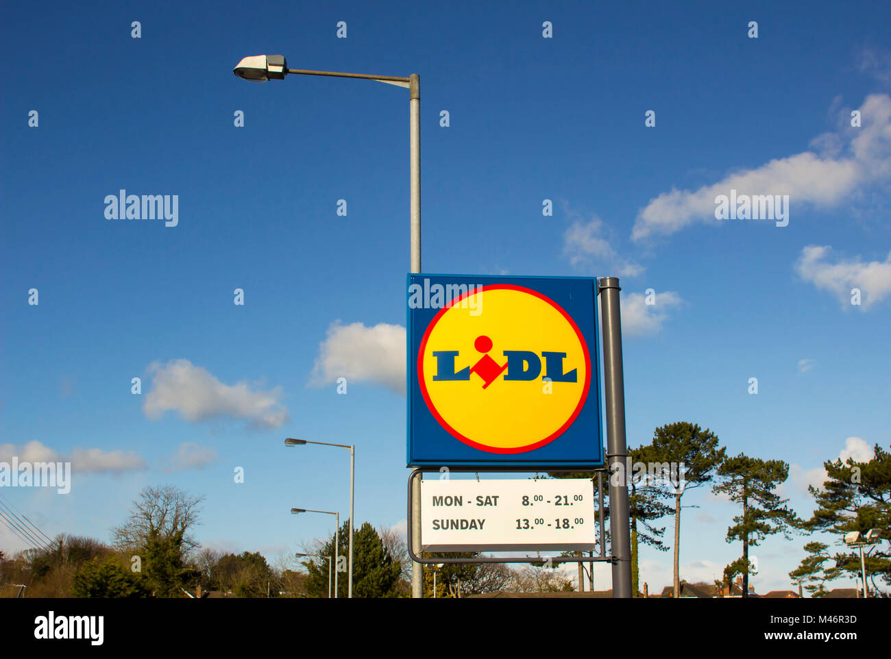 The car park and signage of the Lidl Supermarket on the Circular road in Bangor County Down on a dull midwinter day Stock Photo