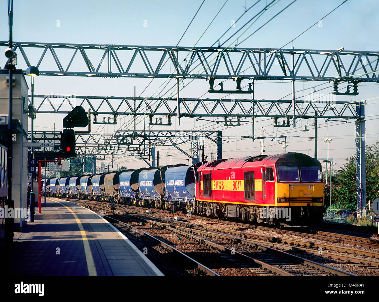 A Class 60 Diesel Locomotive Number Working A Train Of Empty Bardon Aggregates Wagons At Stratford In East London 17th September 03 Stock Photo Alamy