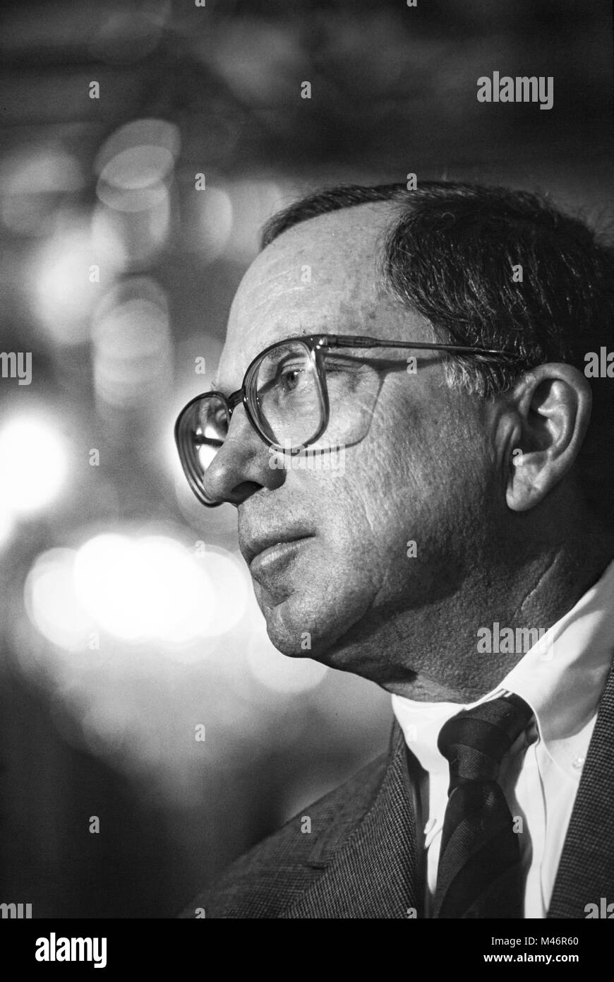 U.S. Senator Sam Nunn, a Democrat from Georgia served as Chairman of the Senate Armed Services Committee until his retirement from politics in 1996. Stock Photo