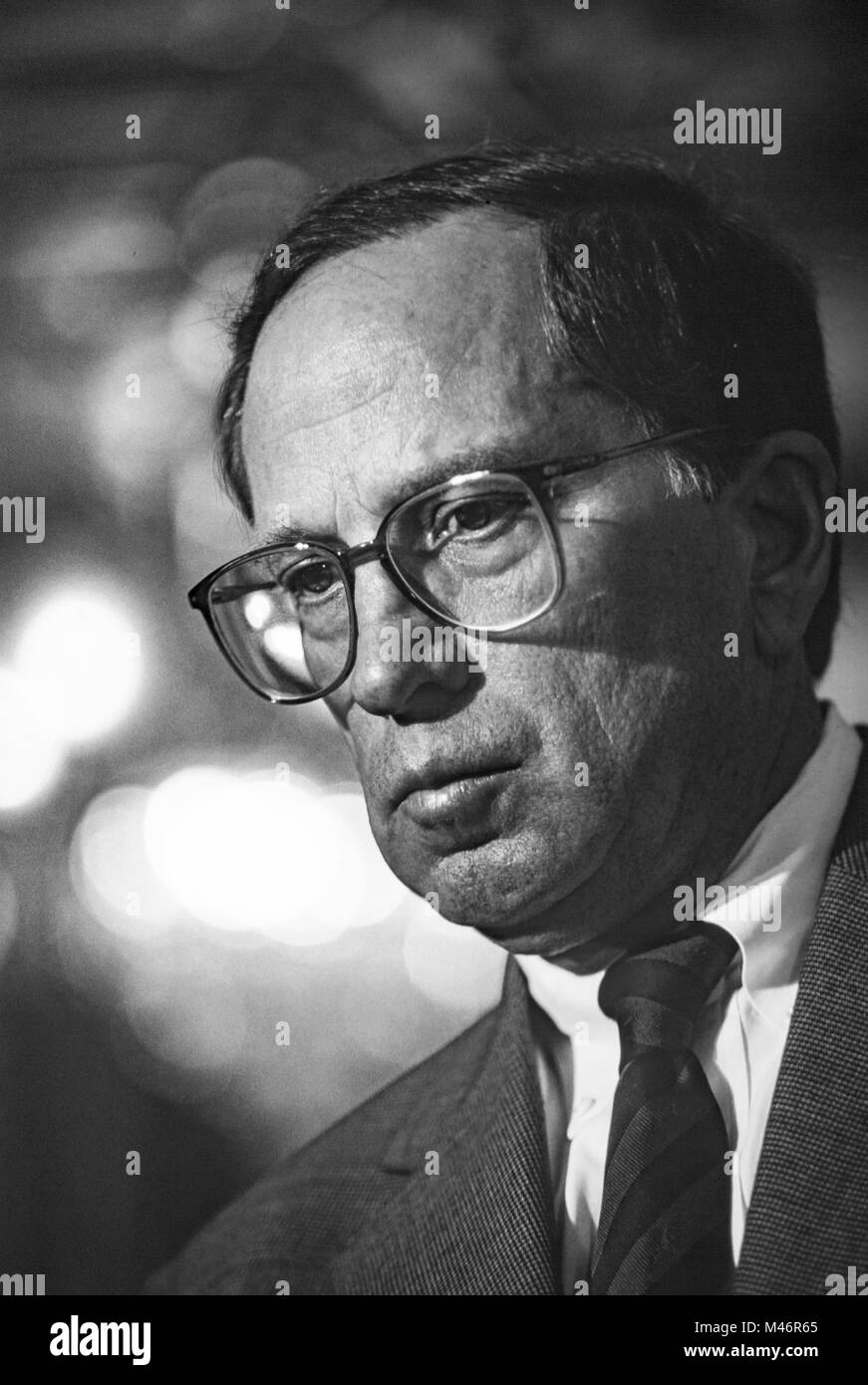 U.S. Senator Sam Nunn, a Democrat from Georgia served as Chairman of the Senate Armed Services Committee until his retirement from politics in 1996. Stock Photo