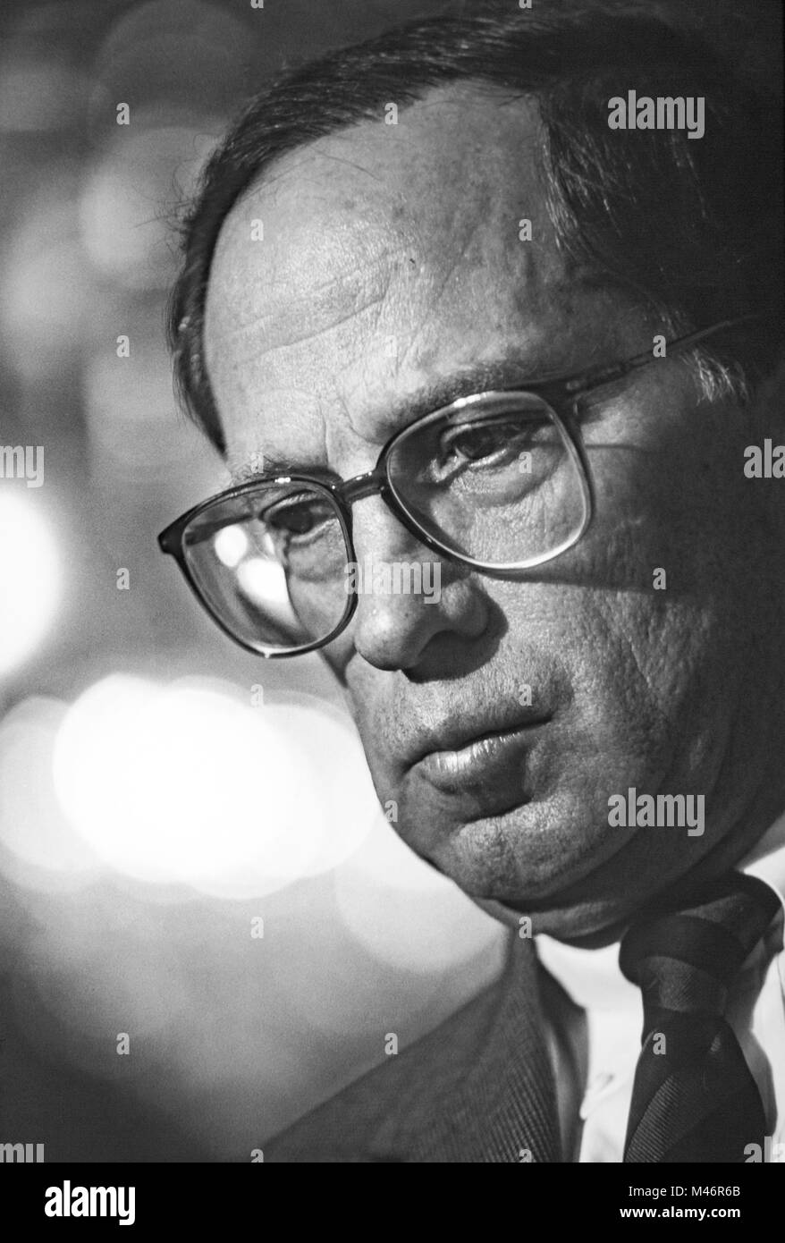 U.S. Senator Sam Nunn, a Democrat from Georgia served as Chairman of the Senate Armed Services Committee until his retirement from politics in 1996. Stock Photo